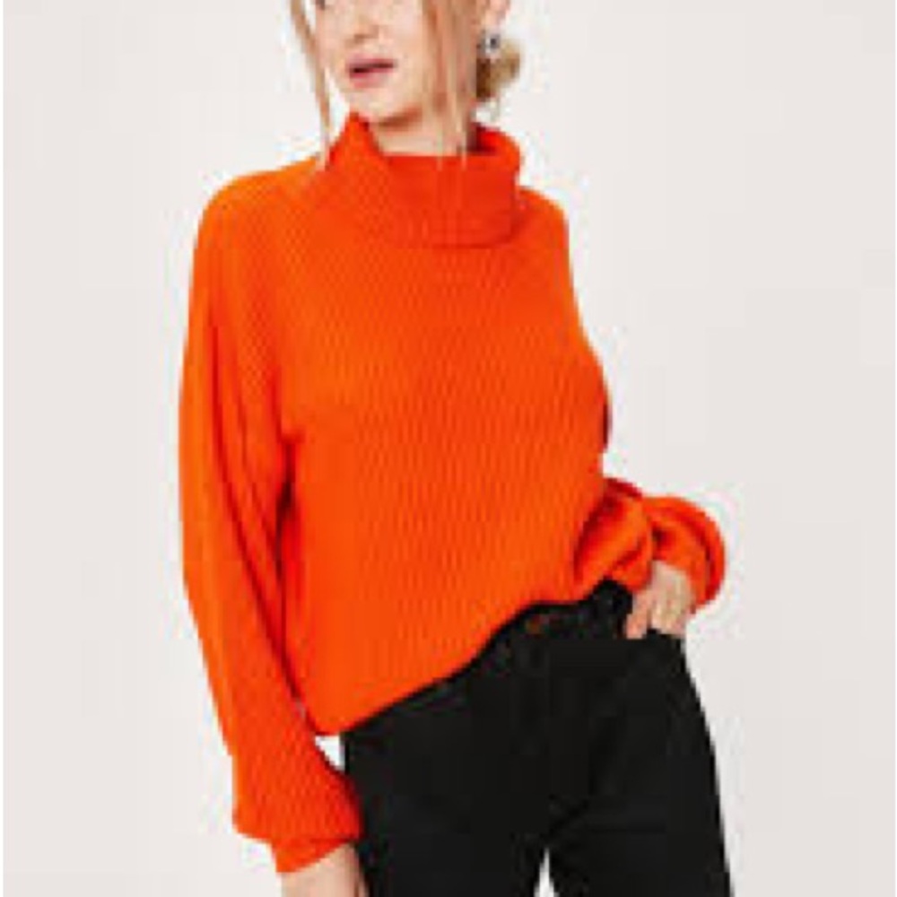 Bright Orange Turtleneck Sweater